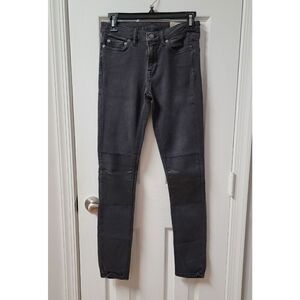 Allsaints Biker Jeans Leather Knee Patches 26